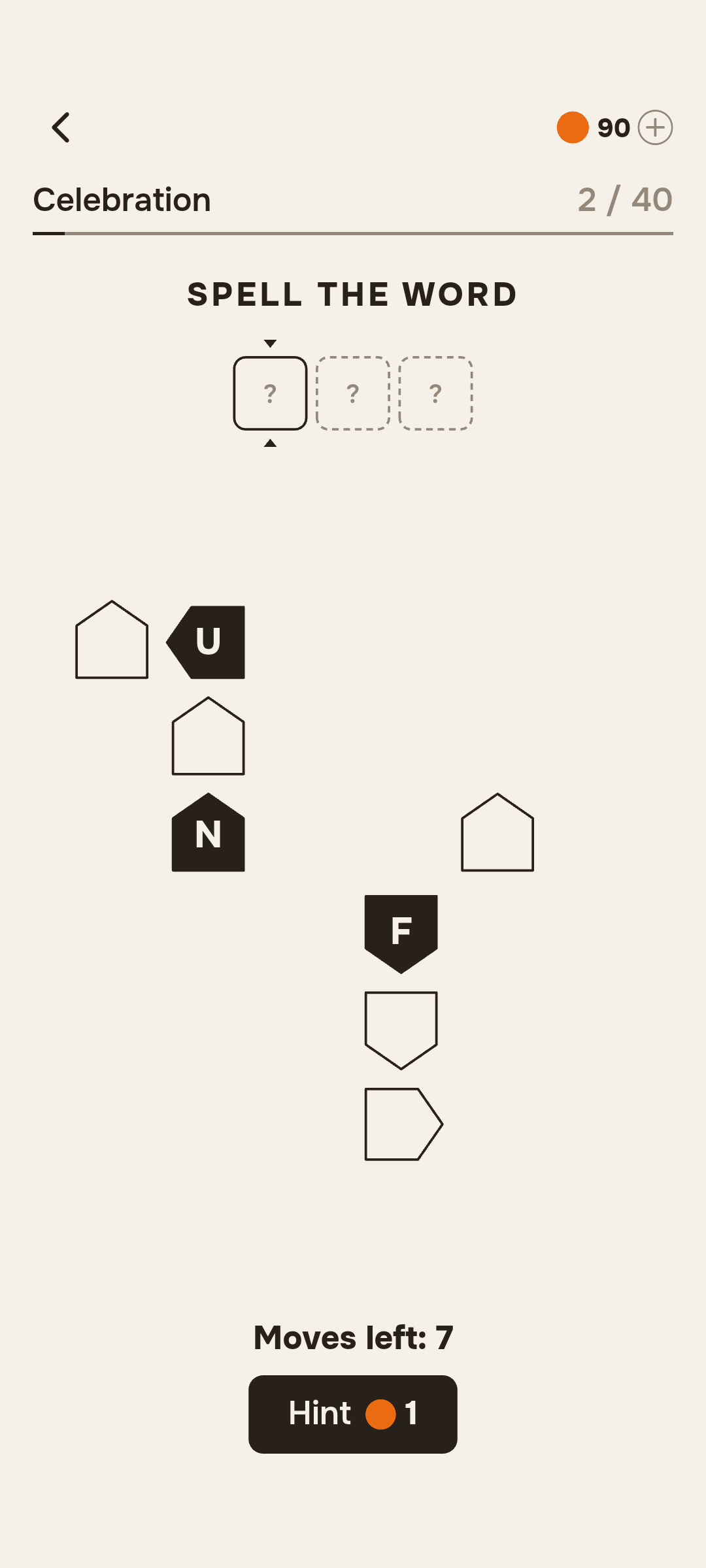 Celebration theme — short-word puzzle
